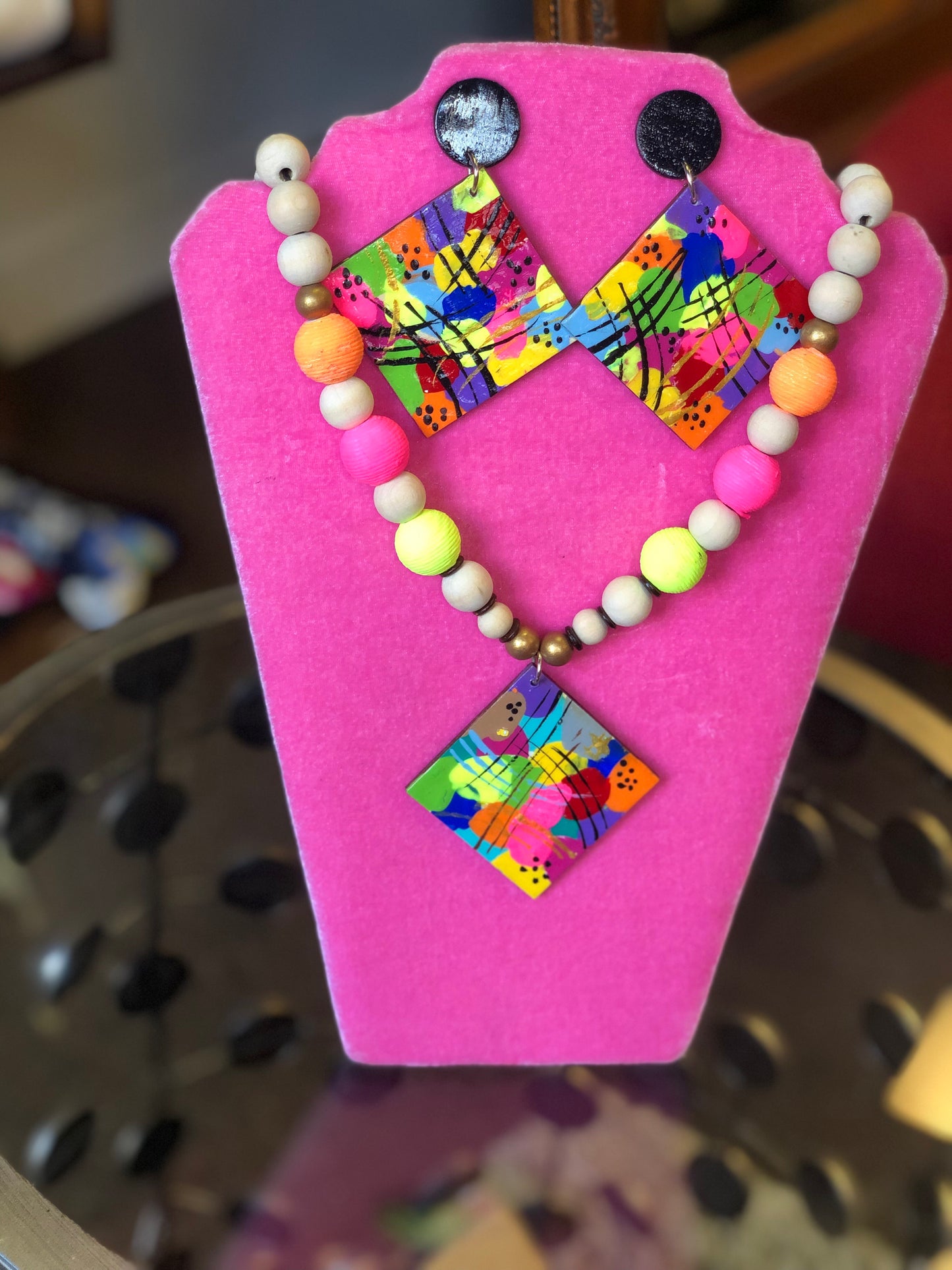 Maple square necklace